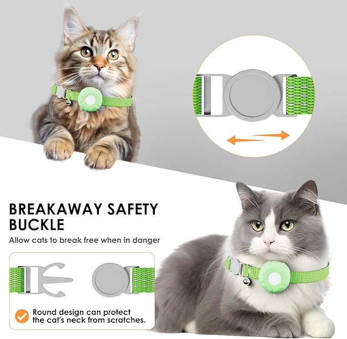 Cat Tracker, Lightweight Pet Tracker for Cats, Cat GPS Tracker Compatible with Apple Find My App(Only iOS), Waterproof, Real-Time Tracking, No Monthly Fee, Smart Alerts