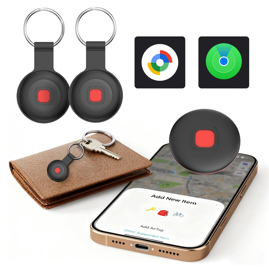 Bluetooth Dog Tracker Tag, Pet Tracker for Dogs with Silicone Collar Holder, Works with Apple Find My & Android Find Hub, IP67 Waterproof Anti-Lost Locator