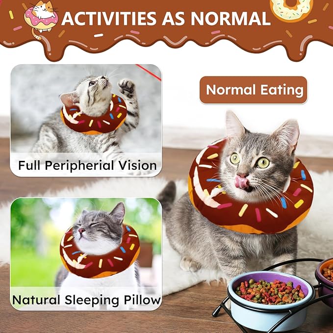 Hpetppy Cat Cone Collar Soft, Cat Recovery Collar for Wound Healing Cute Cat Donut Adjustable Cat Cones to Stop Licking Comfortable Lightweight Neck Elizabethan Collars for Cats Kittens After Surgery