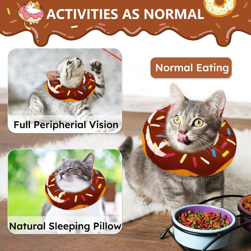 Hpetppy Cat Cone Collar Soft, Cat Recovery Collar for Wound Healing Cute Donut Adjustable Kittens Cones to Stop Licking Comfortable Lightweight Neck Elizabethan Collars for Cats Kittens After Surgery