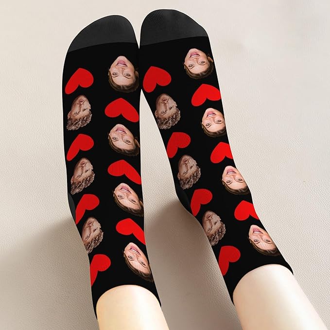 D-Story Custom Face Socks, Personalized Photo Picture on Socks, Unisex Athletic Crew Socks for Men Women