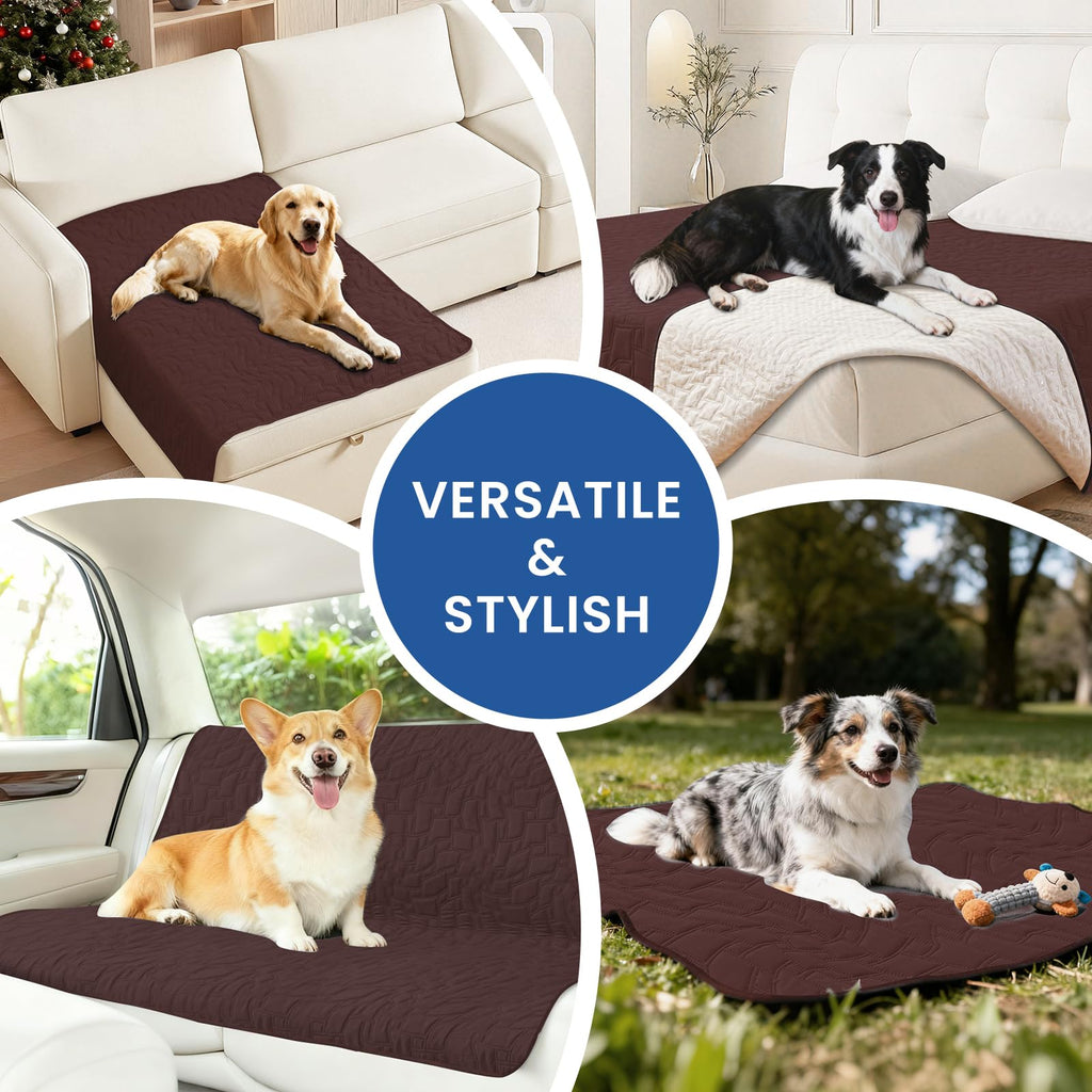 CYCMACO Waterproof Dog Blanket, Non-Slip Soft Pet Bed Cover, Couch Cover for Dogs Washable, Protects Sofa, Furniture, Crate, Car, Tear Resistant Leakproof Pet Blanket (82x82 Inch, Coffee)
