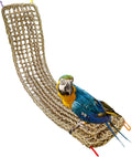 Bird Seagrass Mat 39.4×7" Long Natural Macaw Woven Net Hammock Hanging on Parrot Cage with Hooks Climbing Ladder Swing Chew Toys for Cockatoo Large Parrot Supplies