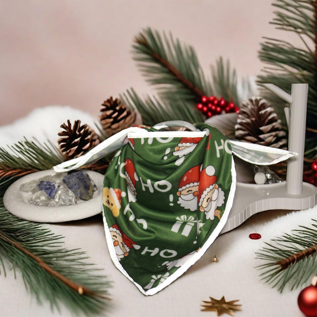 PAPIAMEN Christmas Dog Bandanas Santa Claus Dogs Scarf for Boy and Girl,Reflective Dog Bandana for Night Safety,Adjustable Cat Dogs Triangle Pet Scarves for Small Dogs,Green,S