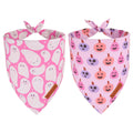 ADOGGYGO Halloween Dog Bandanas Girl, Pink Ghost Pumpkin Dog Scarf, Small
