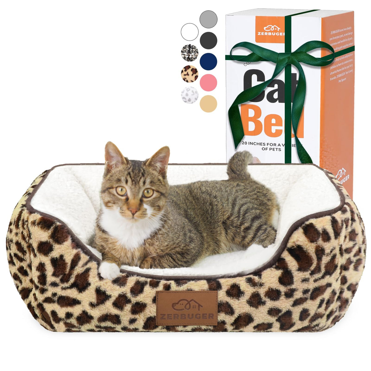 Zerbuger 25in Pink Pattern Rectangle Cat Dog Bed Machine Washable Sofa
