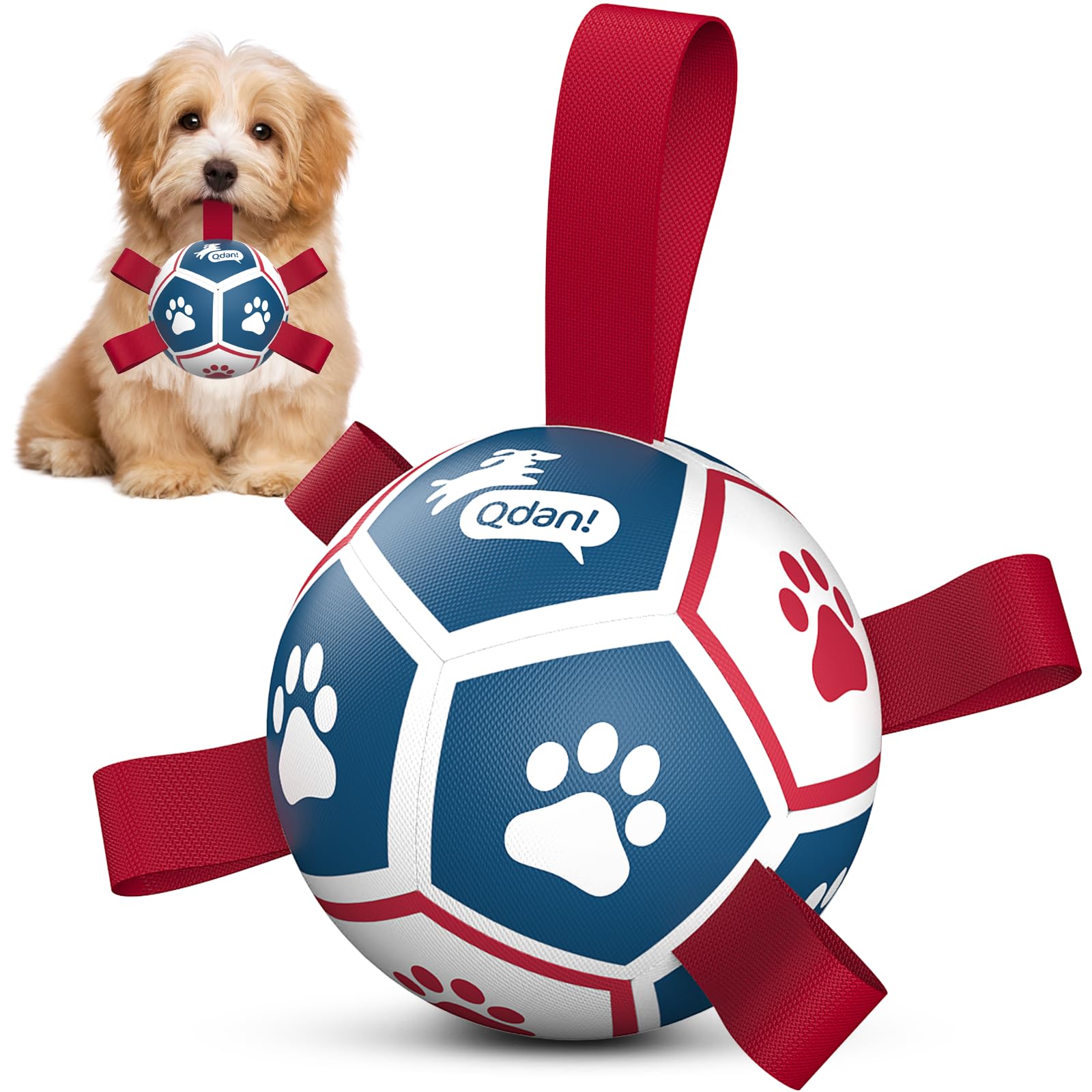 QDAN Small Dog Toys, Outdoor Indoor Toys to Keep Them Busy, Dog Soccer Ball