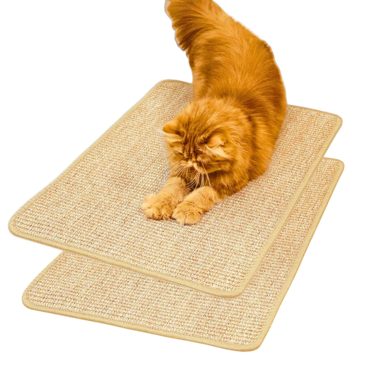 2 Pack Cat Scratcher Mat, Sisal, Jute Border, Sofa Protector, 23.6x15.7in
