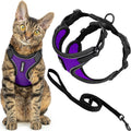 Voyager Escape-Proof Step-in Lock Cat Harness & 5ft Neoprene-Handle Leash Set All-Weather Mesh with Reflective Stitching for Small to Large Cats by Best Pet Supplies, Black Trim-Purple (327), XXXS