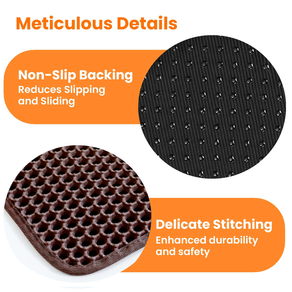 Petinstinct Extra Large Cat Litter Mat, Double Layer Honeycomb, Brown