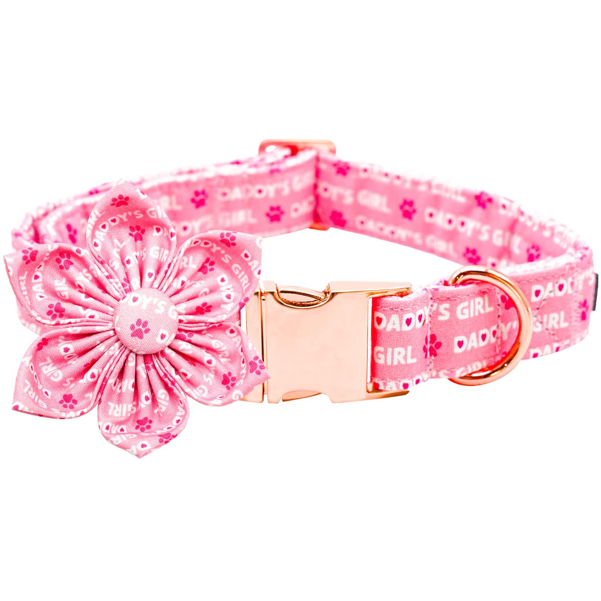 Lionheart Glory Heart Dog Collar, Valentine's Day Dogs Collar with Flower, Cute Floral Pattern Pet Collars Adjustable Dog Collars for Small Dogs