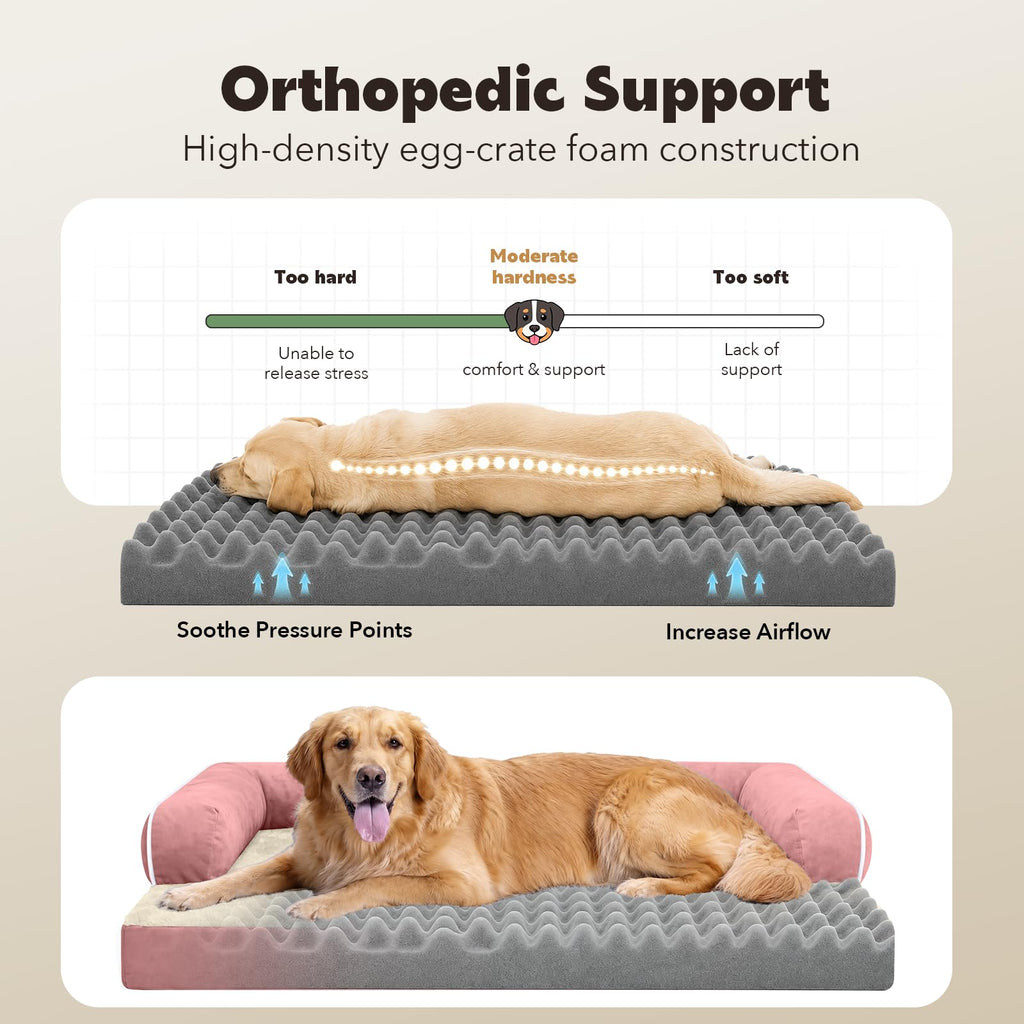MEKIY Orthopedic Waterproof Jumbo Dog Bed with Bolster for Extra Large Dogs