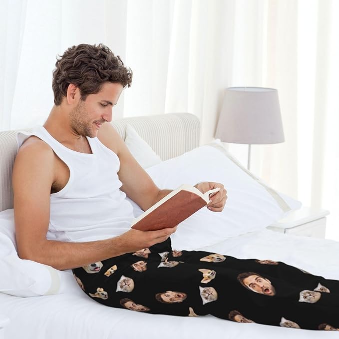 Custom Pajamas Pants Plaid Personalized Funny PJ Pant Design with Face Pajama for Men Women Dog Pet
