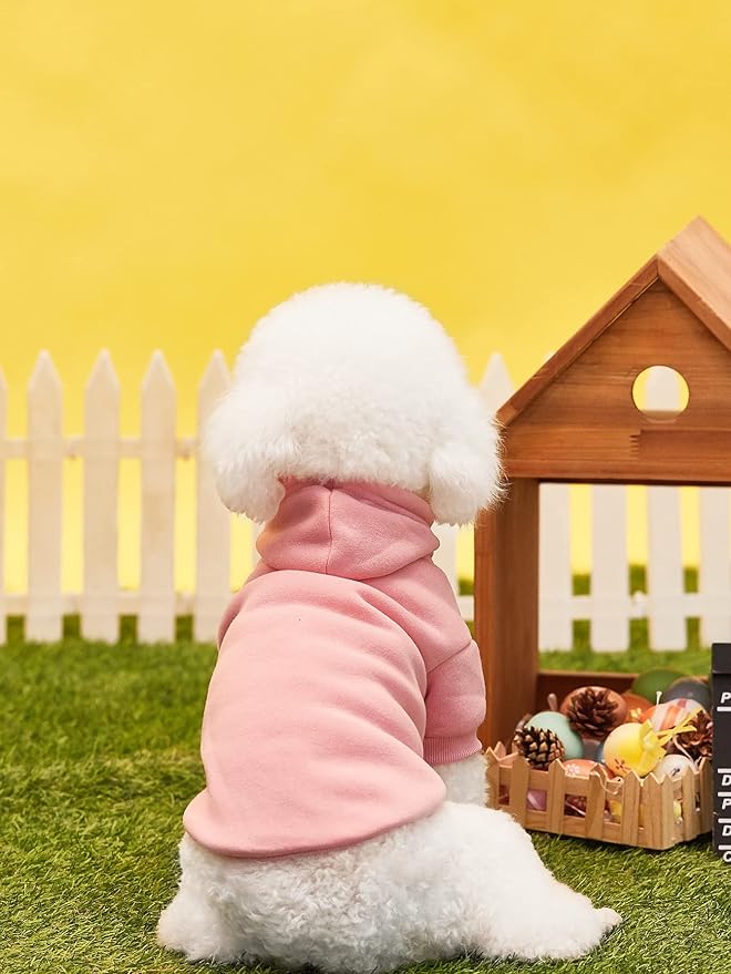 QWINEE Basic Dog Hoodie Sweatshirt Puppy Sweater Warm Cat Costumes Pet Clothes for Chihuahua Puppy Kitten Small Medium Dogs Light Pink Small