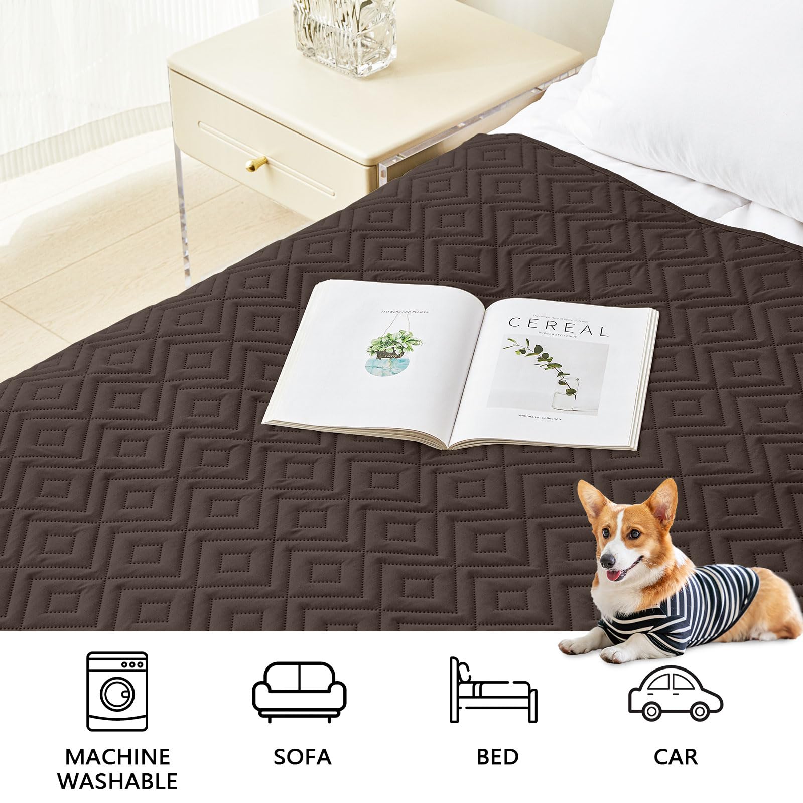 hyha Waterproof Reversible Dog Blanket, Pet Blanket for Sofa Couch