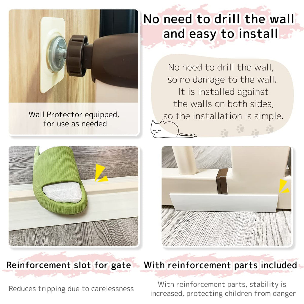 Lumizone 55.12" Extra Tall Pet Gate for Cat Dog 30.12"-38.38" Wide Cream