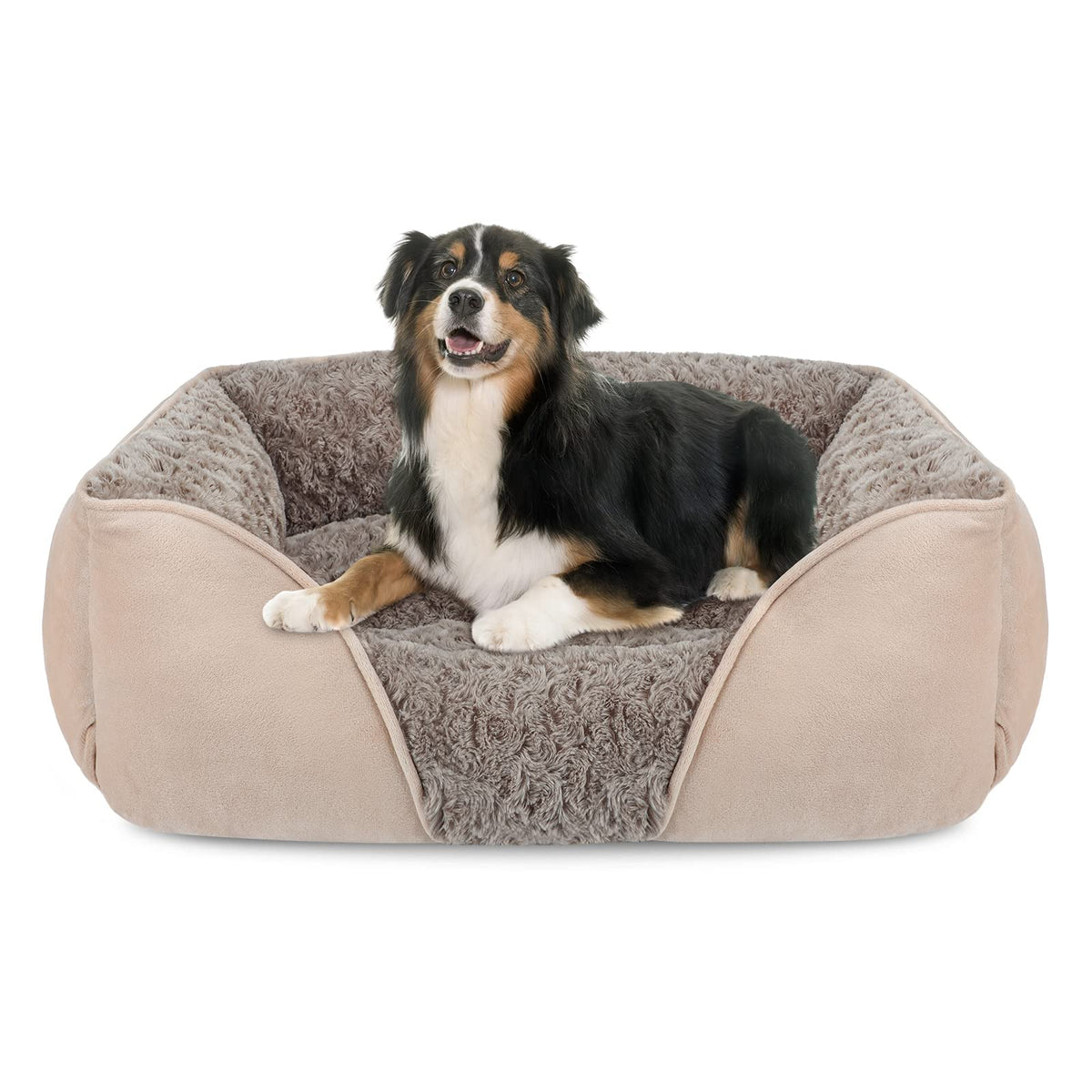 INVENHO Large Rectangle Orthopedic Dog Bed for Medium Small Dogs, Washable Soft Calming Puppy Sleeping Cuddler With Anti-Slip Bottom L(30"x24"x9")