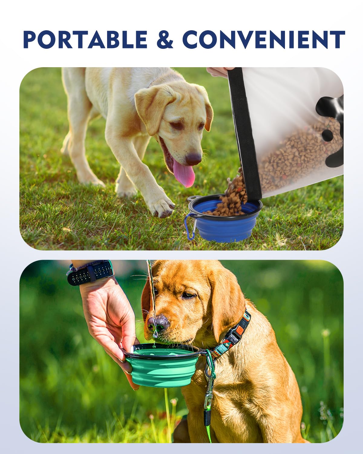 ANVS Silicone Pet Food Storage Bag,30-Cup Dog Food Travel Bag with 2PCS Collapsible Bowls, Perfect for Camping Trip, Dog Boarding, Weekend Getaways and Travel