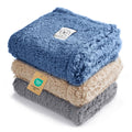 Luciphia 1 Pack 3 Calming Dog Blanket Fluffy Premium Fleece Pet Blankets Soft Sherpa Throw for Dogs Puppy Cat Grey/Beige/HazeBlue Large (41" x31")