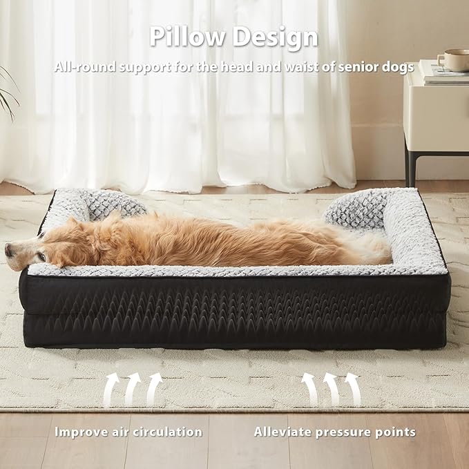 LEXTRO Orthopedic Dog Bed for Medium Dogs, Comfy Sleeping Dog Sofa Bed