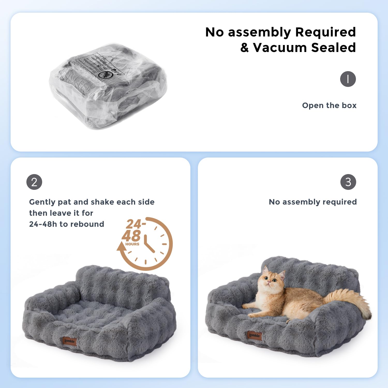 ZOMISIA Orthopedic Cat Couch Bed for Indoor Cats, Removable Washable Cover