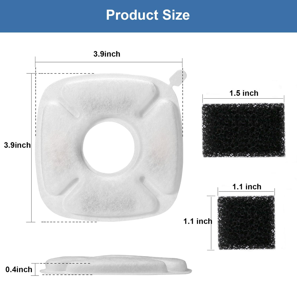 Redoso Brand 16 Pack Replacement Filters & 16 Pack Replacement Pre-Filter Sponges for Veken 95oz/2.8L Bellflower Pet Fountain Cat Water Fountain Dog Water Dispenser