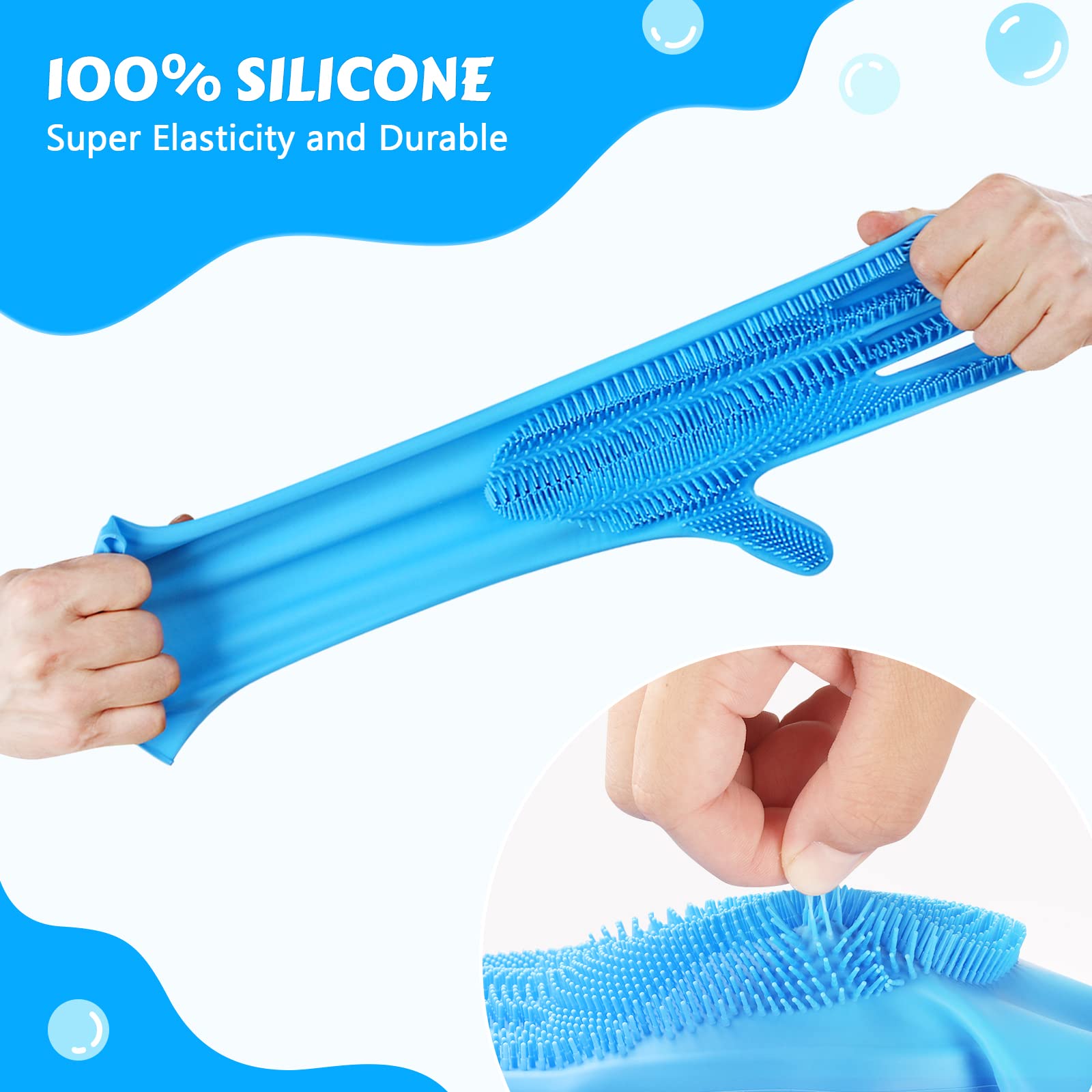 Pecute Silicone Pet Grooming Gloves for Washing Cats Dogs Bath Brush