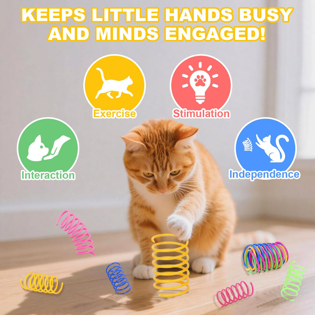 USB Rechargeable Smart Cat Toy Ball, 360° Rotation Automatic Moving Chase Toy, Obstacle Avoidance Interactive Play with 4 Spiral Springs, Enrichment Toys for Indoor Cats, Puppies & Small Dogs (Red)
