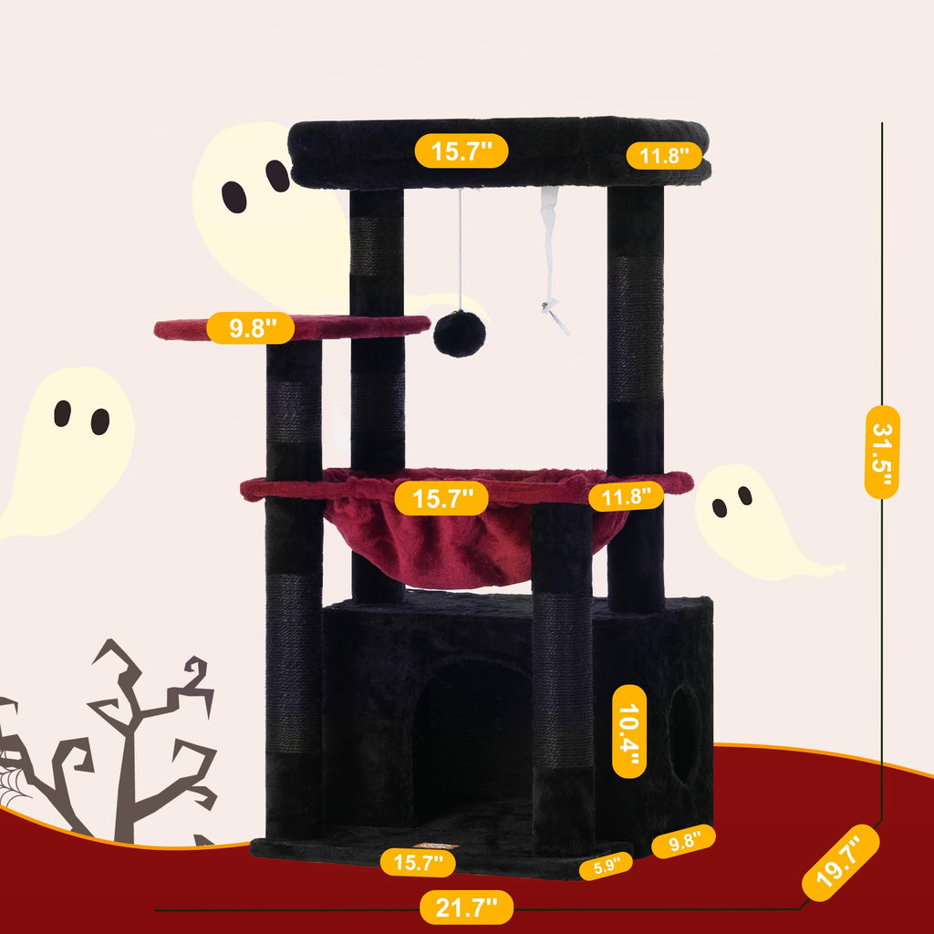 Heybly Cat Tree, Kitten Tower with Large Soft Cat Basket HCT008SBR