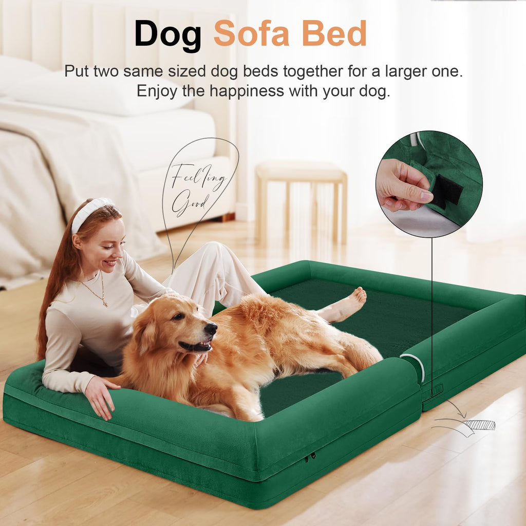 NANUYA Orthopedic Dog Bed for XX-Large Dogs, 44 x 34 Inch, Emerald