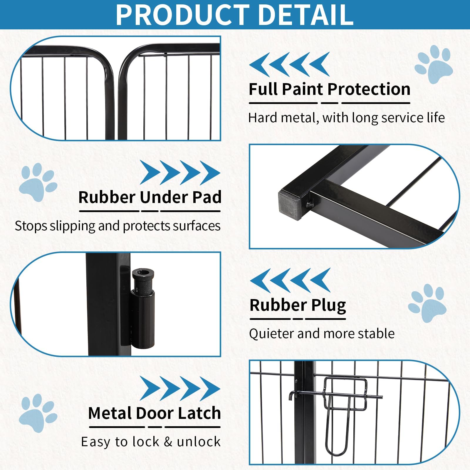 NEWBULIG Dog Playpen Indoor 24 Inch 16 Panels, Metal Outdoor Dog Fence Pen