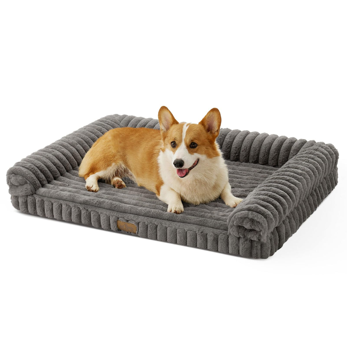 COZY KISS Faux Rabbit Fur Dog Bed, Extra Large, Tie-Dye Brown