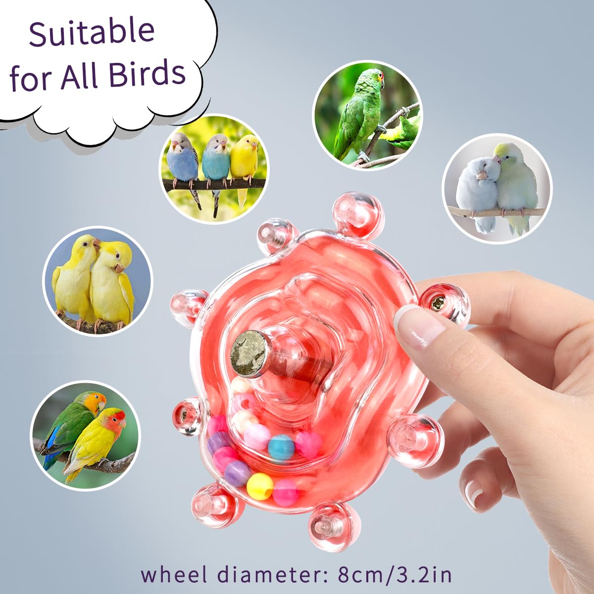 Lovebird Toys, Parakeet Toys for Conures, Small Bird Interactive Training Parrot Cage Bird Accessories, Budgie Toys, Cockatiel Toys,Conure Toys,Small Educational Fun Toy for Parakeets(Purple)