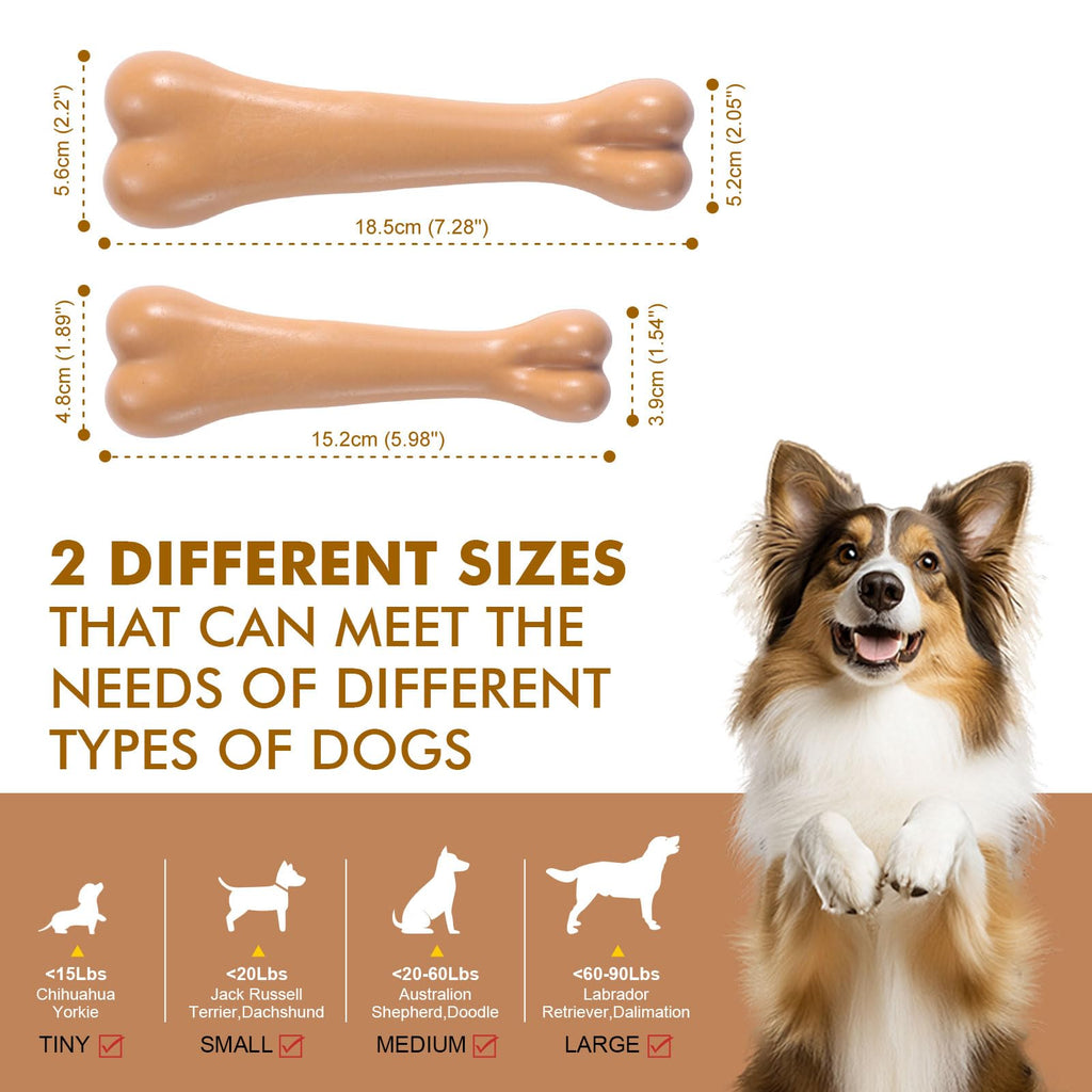 2 Pack Durable Dog Chew Toys for Aggressive Chewers-Puppy Teething Toys, Long-Lasting Dog Bones for Medium & Large Breeds-Indestructible Chew Toys for Dogs to Keep Them Busy & Support Dental Health