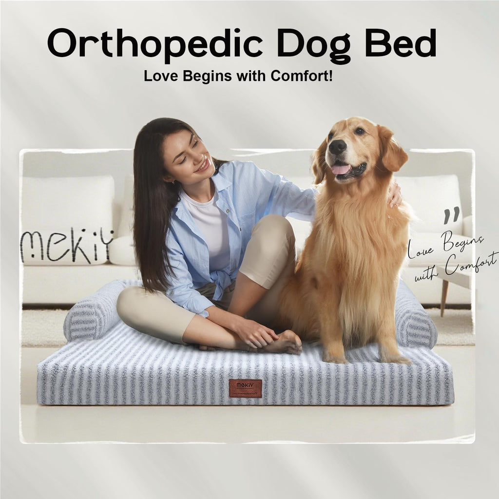 MEKIY Orthopedic XL Dog Bed with Bolster for Extra Large Size Dogs