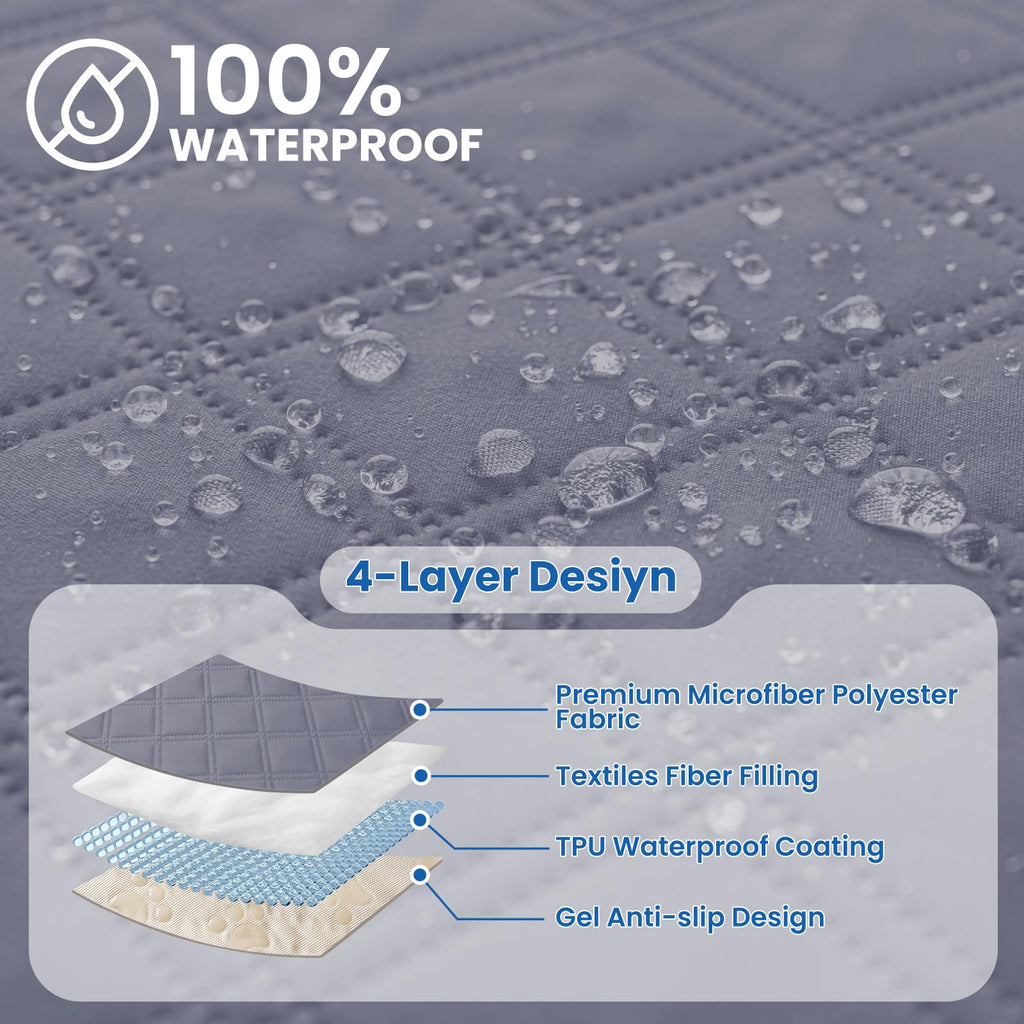 CYCMACO Waterproof Dog Bed Cover, Non-Slip Dog Blanket for Couch, Couch Covers for Dogs Washable, Pet Blanket for Furniture, Pet Bed Mat for Sofa, Car, Pet Supplies (82x102 Inch, Grey Blue)