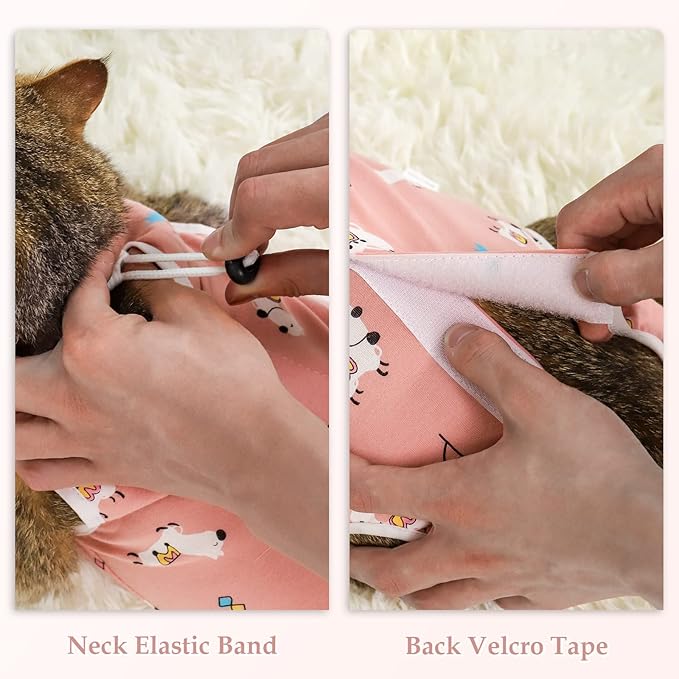 ANWA 2 Pack Cat Recovery Suit - Breathable Cat Onesie for Cats After Surgery Female, Kitten Surgery Recovery Suit Female Abdominal Wound