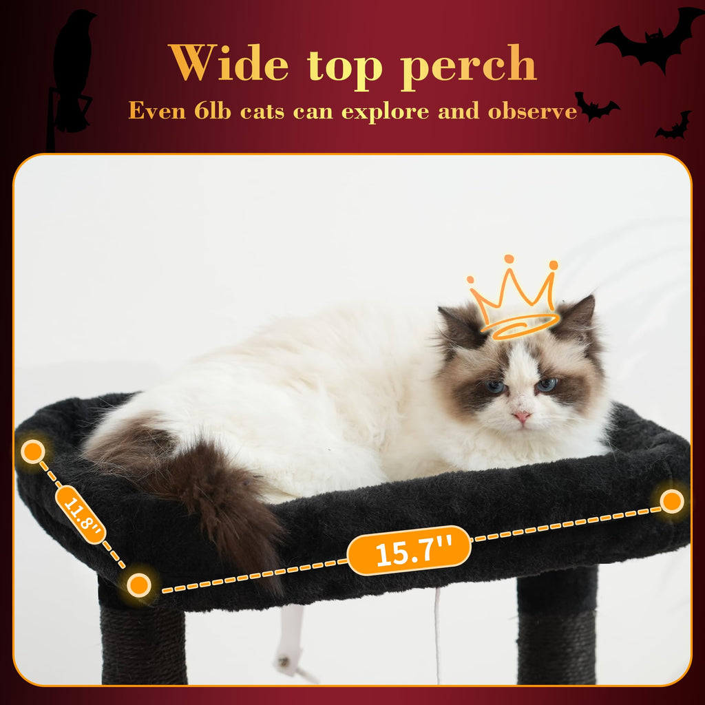 Heybly Cat Tree, Kitten Tower with Large Soft Cat Basket HCT008SBR