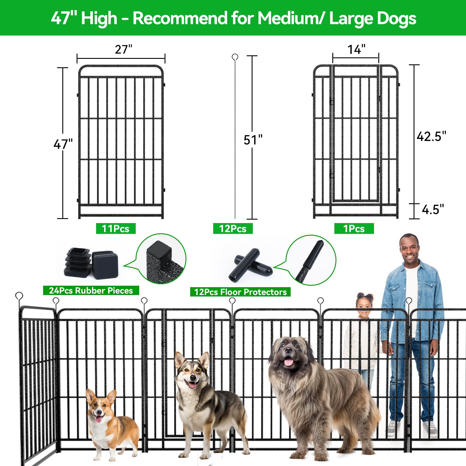Kfvigoho Heavy Duty Dog Playpen 12 Steel Panels 47" Height