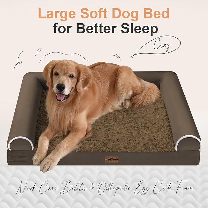 NANUYA Orthopedic Dog Bed for Jumbo Dogs, 48 x 33 Inch, Dark Coffee