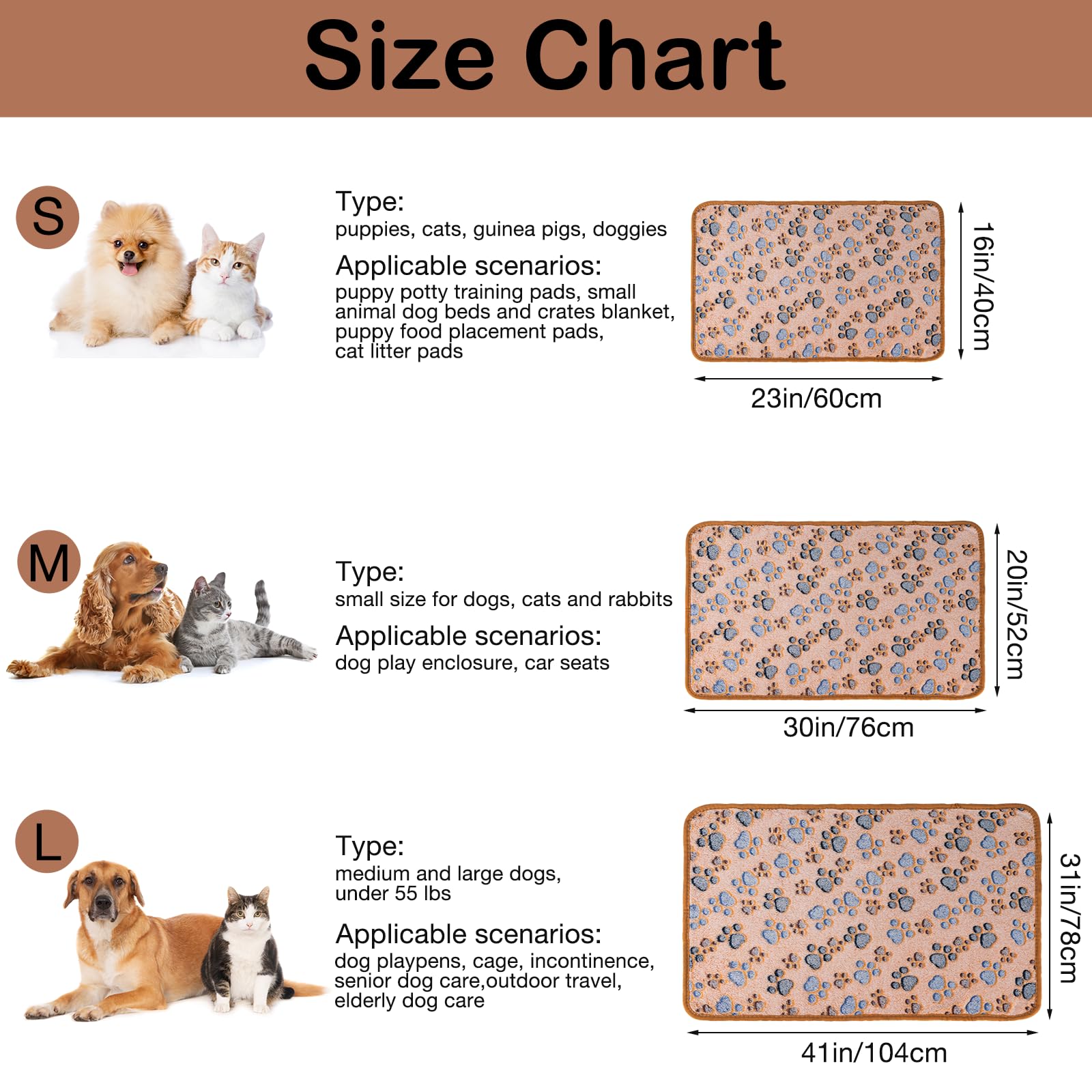 Dono 1 Pack 6 Dog Blankets, Soft Fluffy Fleece Pet Blanket Warm Sleep Mat Paw Print Design Puppy Kitten Throw Blankets Doggy Blanket for Dogs