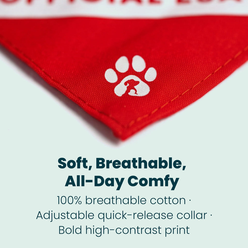Service Dog Bandana, ESA and PSD Pet Scarf, Reversible Cotton Support Pet Accessories, Emotional Support Dog and Cat Bandana for Small and Medium Pets, Red