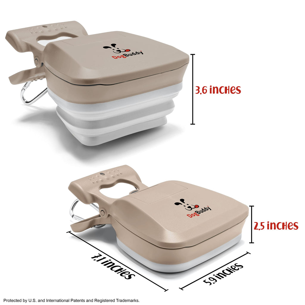 DogBuddy Pooper Scooper, Portable Dog Pooper Scooper, Poop Scooper for Small and Large Dogs, Pooper Scooper with Bag Attachment, Leash Clip and Dog Waste Bags Included (Large, Taupe)