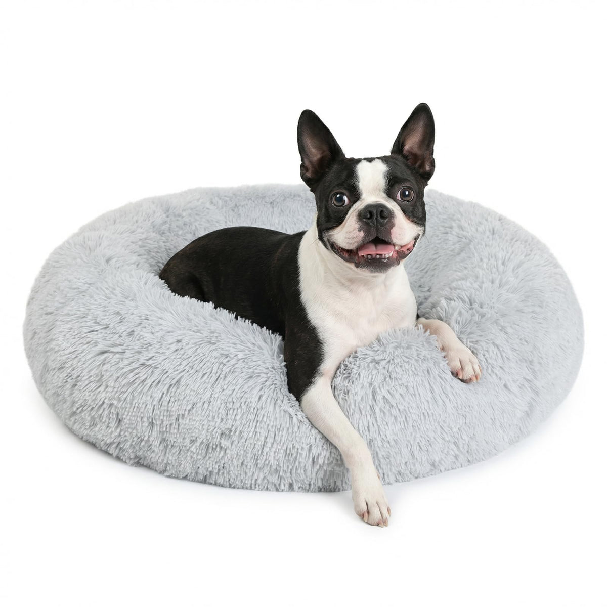 nononfish Round Calming Dog Bed,Plush Donut Pet Bed for Small Dogs