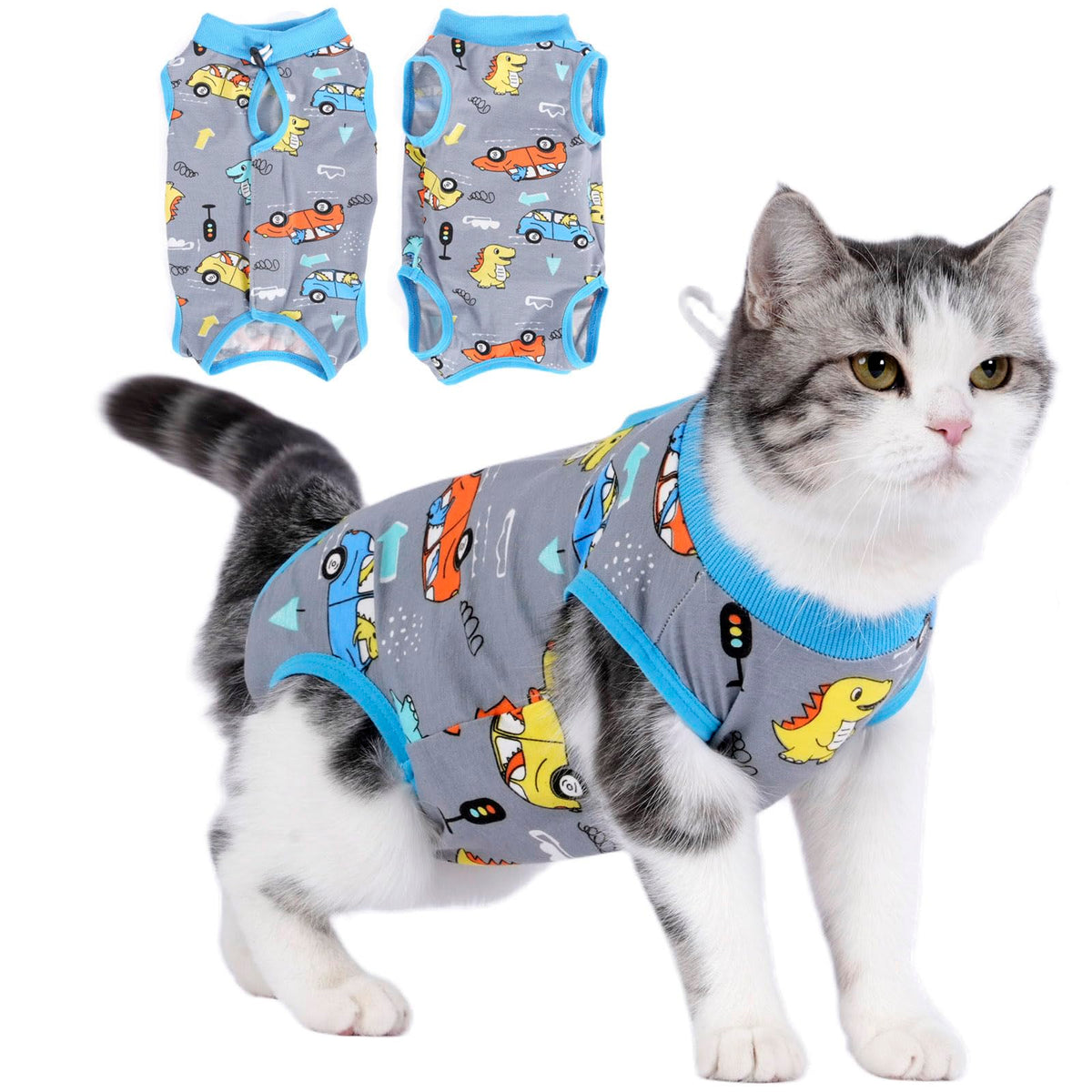 kzrfojy Cat Surgery Recovery Suit Cat Onesie for Cats After Surgery Spay Surgical Abdominal Wound Skin Diseases E-Collar Alternative Wear (Pruple-M)