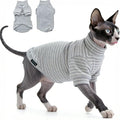 Fleece Sphynx Cat Clothes Soft Hairless Cat Clothes Pullover Cat Sweater for Chihuahua All Season Light and Warm Kitten Cloth for Cats Only Puppy Clothes Small Dog Sweater (Gray Striped, Small)