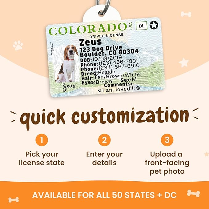 PawFurEver Personalized Dog Driver License ID Tag for Dogs & Cats - Custom Pet License Dog ID Tags Personalized Heavy Duty with Name, Photo & Phone Number, 50 States + DC (Kentucky, Wallet Card)