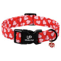Valentine's Dog Collar, UP URARA PUP Pink Heart Adjustable Pet Collar with Bowknot Charm, Wedding Dog Accessories for Small Medium Large Dogs
