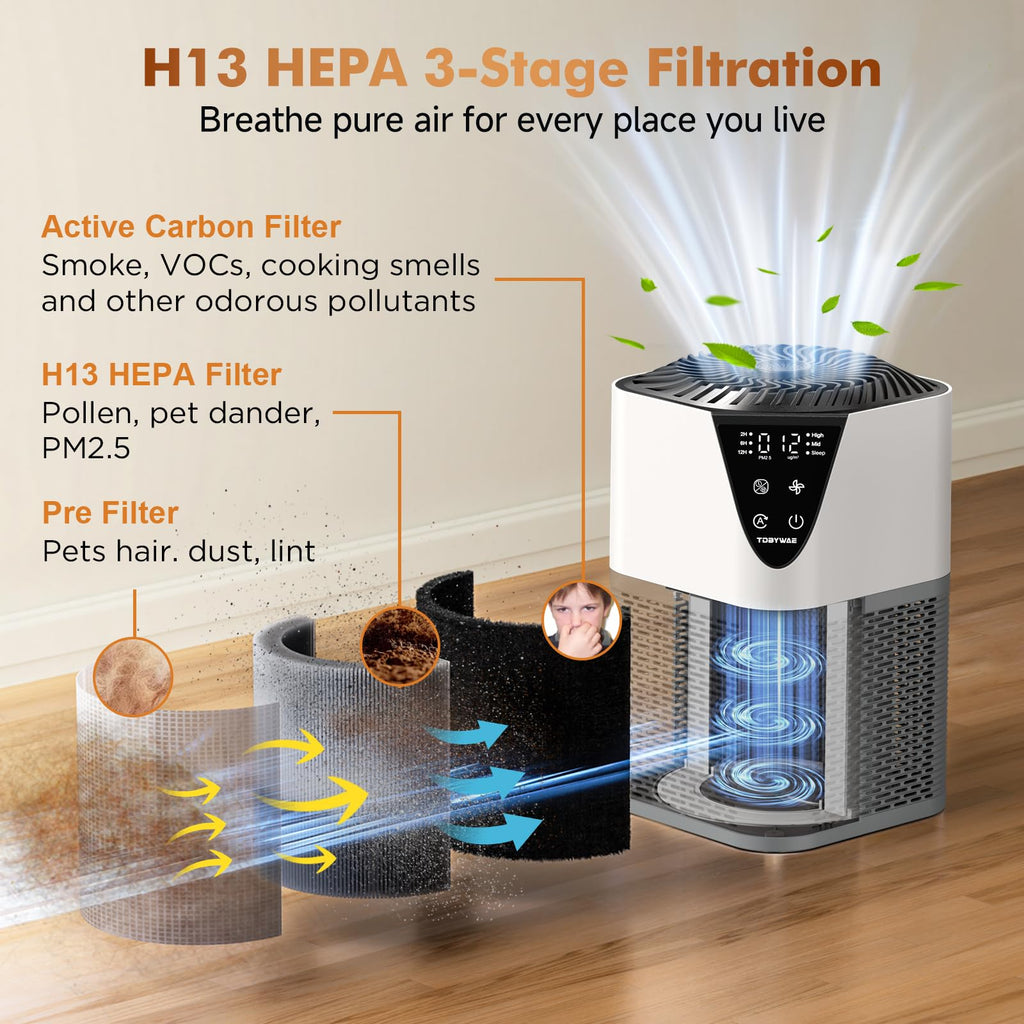 Air Purifiers for Home, H13 HEPA Filter, 25dB Quiet with Fragrance Diffuser