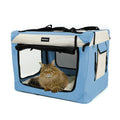 Sivlefoss Collapsible Travel Dog Crate Portable Soft-Sided Pet Kennel Extra Large Cat Carrier with Soft Plush Fur Mat for Indoor and Outdoor,28x20x20in Sky Blue
